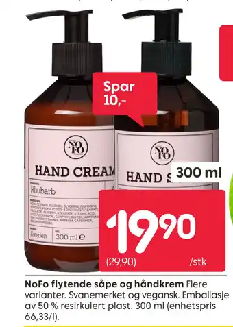 Rusta NoFo flytende såpe og håndkrem tilbud
