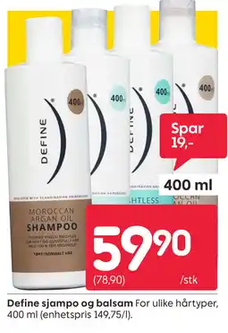 Rusta DEFINE sjampo og balsam tilbud