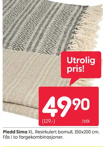 Rusta Pledd Sima tilbud