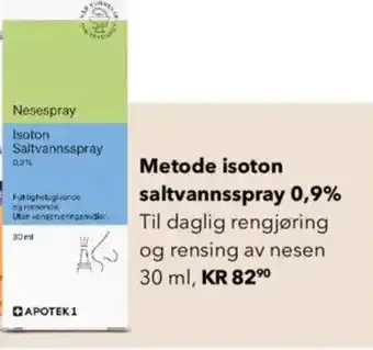 Apotek 1 Metode isoton saltvannsspray 0,9% tilbud