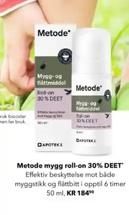 Apotek 1 Metode mygg roll-on 30% DEET tilbud