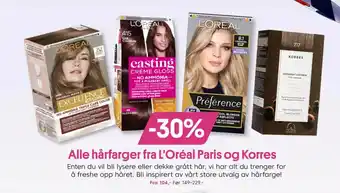 VITA Alle hårfarger fra L'Oréal Paris og Korres tilbud