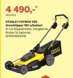 Bygger'n STANLEY FATMAX V20 Gressklipper 18V u/batteri tilbud