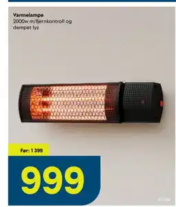 Maxbo Varmelampe 2000w m/fjernkontroll og dempet lys tilbud