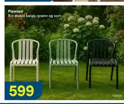 Maxbo Plaststol Rio stable beige, grønn og sort tilbud