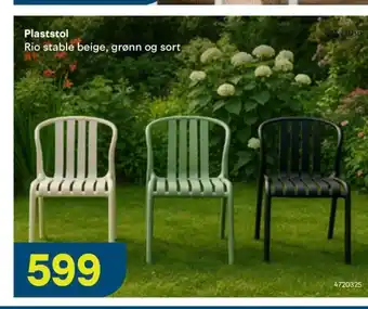 Maxbo Plaststol Rio stable beige, grønn og sort tilbud
