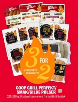 Coop Extra Coop grill perfekt/ smak/gilde pølser tilbud