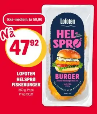 Coop Extra LOFOTEN Helsprø fiskeburger tilbud