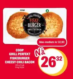 Coop Extra COOP Grill perfekt fiskeburger cheesy chili bacon tilbud