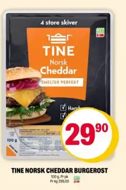 Coop Extra TINE Norsk cheddar burgerost tilbud