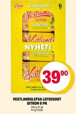 Coop Extra Vestlandslefsa lefsegodt sitron 6 pk tilbud