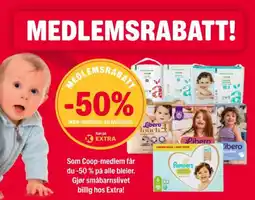 Coop Extra Som coop-medlem får du -50% på alle bleier tilbud