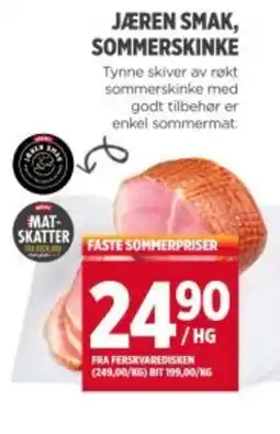 Meny Jæren smak, sommerskinke tilbud