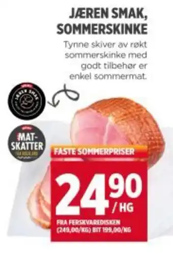 Meny Jæren smak, sommerskinke tilbud