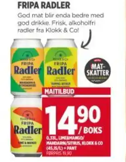 Meny Fripa radler tilbud