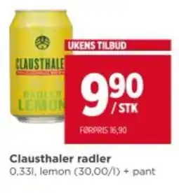 Meny Clausthaler radler tilbud
