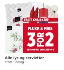 Meny Alle lys og servietter tilbud