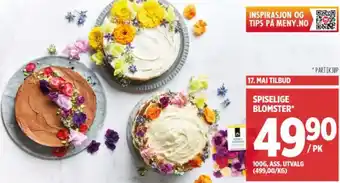 Meny Spiselige blomster tilbud