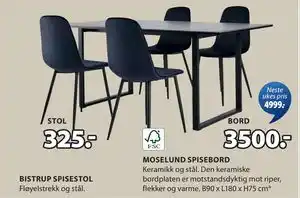JYSK MOSELUND SPISEBORD tilbud