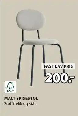 JYSK MALT SPISESTOL tilbud