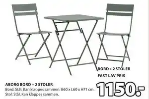 JYSK ABORG BORD + 2 STOLER tilbud