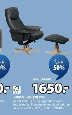 JYSK HUNDSLUND LENESTOL tilbud
