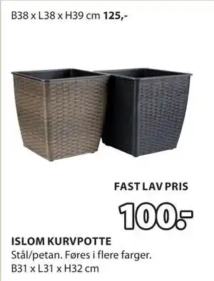 JYSK ISLOM KURVPOTTE tilbud