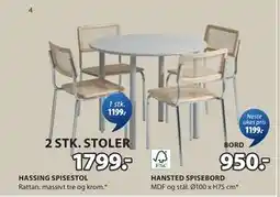 JYSK HASSING SPISESTOL tilbud