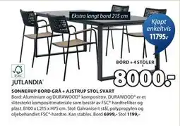 JYSK SONNERUP BORD GRÅ + AJSTRUP STOL SVART tilbud