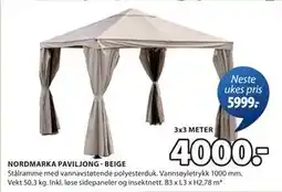 JYSK NORDMARKA PAVILJONG - BEIGE tilbud