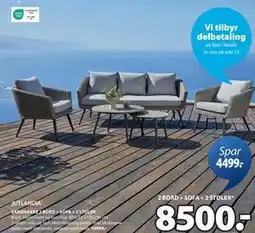 JYSK SANDBAKKE 2 BORD + SOFA + 2 STOLER tilbud
