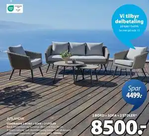 JYSK SANDBAKKE 2 BORD + SOFA + 2 STOLER tilbud