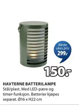 JYSK HAVTERNE BATTERILAMPE tilbud