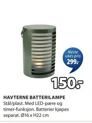 JYSK HAVTERNE BATTERILAMPE tilbud