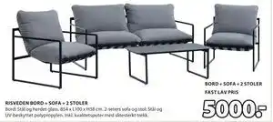 JYSK RISVEDEN BORD + SOFA + 2 STOLER tilbud