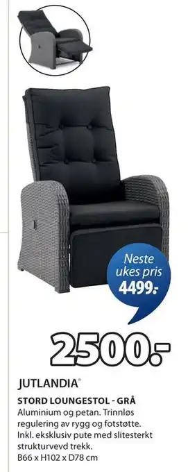 JYSK STORD LOUNGESTOL - GRÅ tilbud