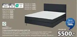 JYSK TYSSA PC60 KONTINENTALSENG SVART-08 tilbud