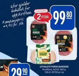 Rema 1000 UTVALGTE FERSE BURGERE tilbud