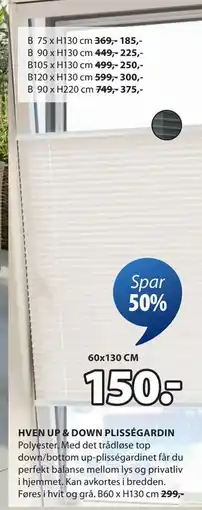 JYSK HVEN UP & DOWN PLISSÉGARDIN tilbud