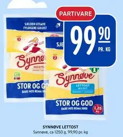 Rema 1000 SYNNØVE LETTOST tilbud