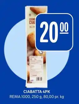 Rema 1000 CIABATTA 4PK tilbud