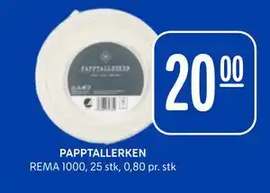 Rema 1000 PAPPTALLERKEN tilbud
