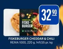 Rema 1000 FISKEBURGER CHEDDAR & CHILI tilbud