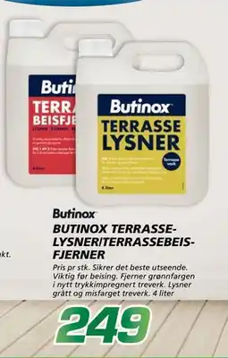 Coop Byggmix BUTINOX TERRASSELYSNER/TERRASSEBEISFJERNER tilbud