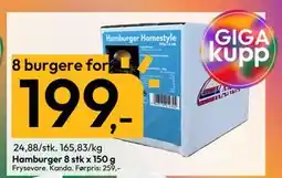 Gigaboks Hamburger 8 stk x 150 g tilbud
