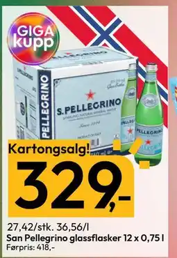 Gigaboks San Pellegrino glassflasker 12 x 0,75 l tilbud