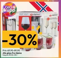 Gigaboks Alle glass fra Alpina tilbud