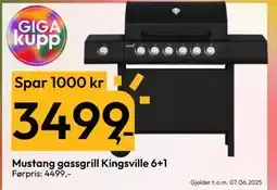 Gigaboks Mustang gassgrill Kingsville 6+1 tilbud