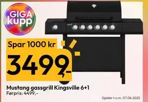 Gigaboks Mustang gassgrill Kingsville 6+1 tilbud