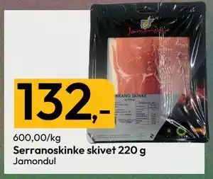 Gigaboks Serranoskinke skivet 220 g tilbud